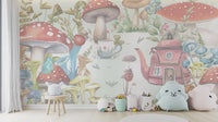 Mushroom Village Kids Wall Mural - Wallanza