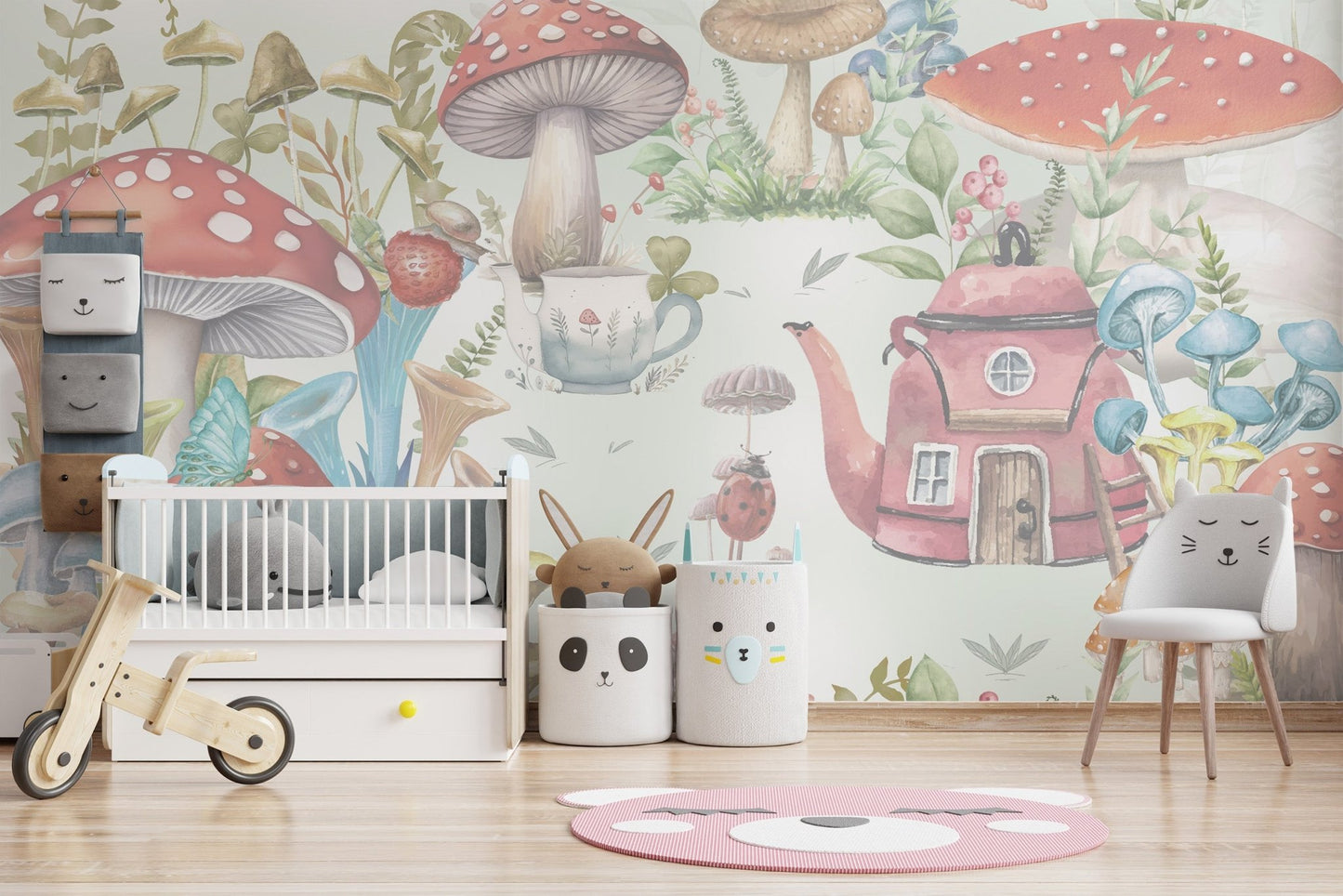 Mushroom Village Kids Wall Mural - Wallanza
