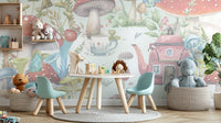 Mushroom Village Kids Wall Mural - Wallanza