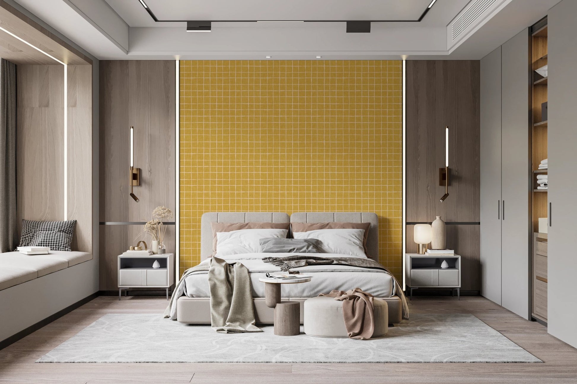 Organic mustard lattice for creative wall murals