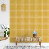 Minimal mustard line grid for modern wall murals