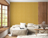 Mustard gridlock texture for modern wallpaper murals
