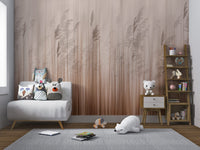 Elegant grass wall mural featuring delicate vertical reeds for kids room.
