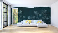 Nature inspired night meadow wallpaper wall mural design.