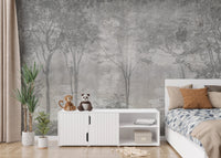 Mystical forest haven mural for serene and magical walls in kids bedroom.
