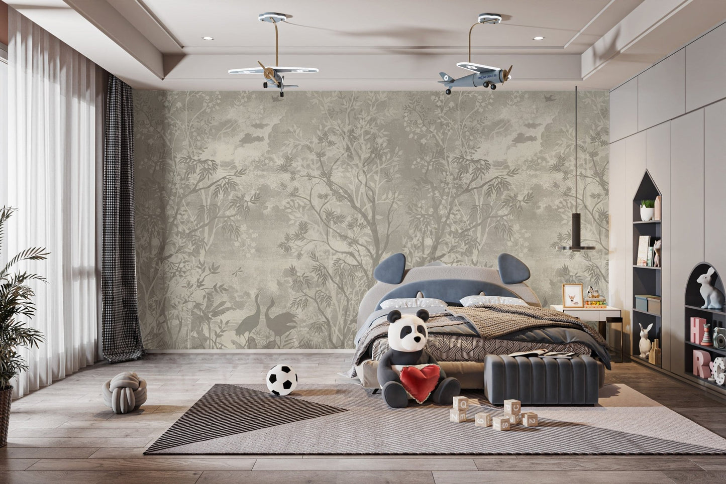 Mystical Gray Jungle Wall Mural - Wallanza