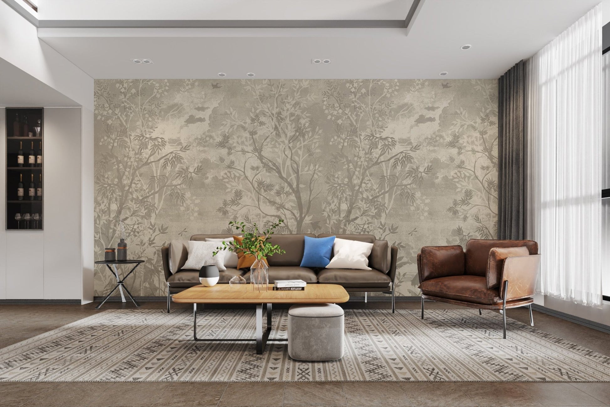Mystical Gray Jungle Wall Mural - Wallanza