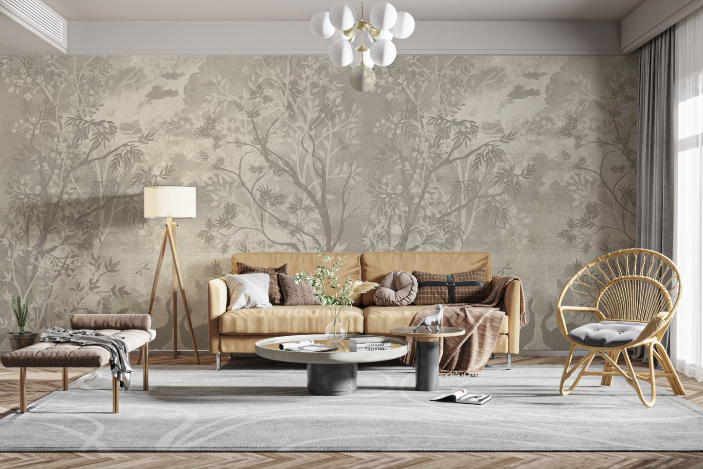 Mystical Gray Jungle Wall Mural - Wallanza