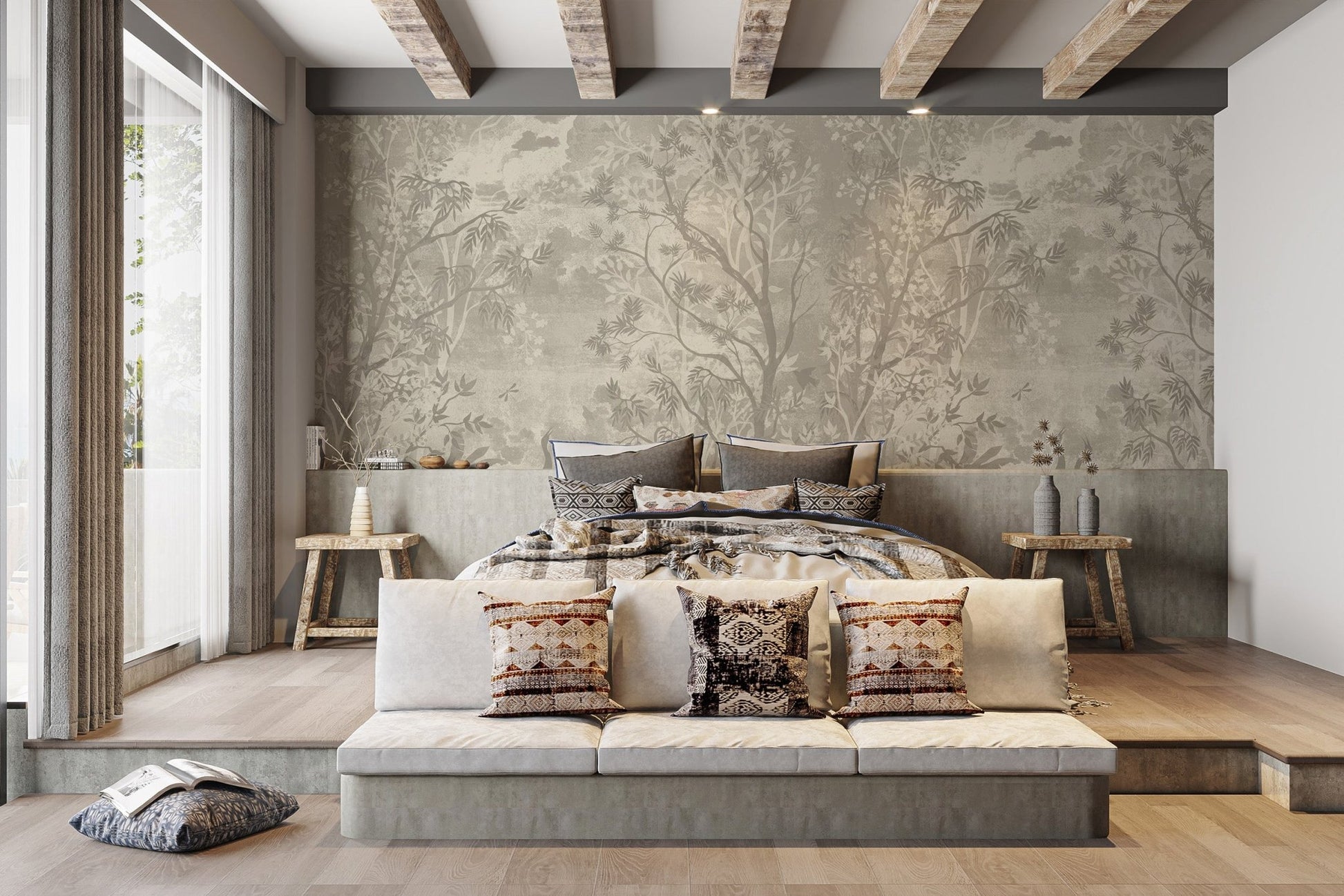 Mystical Gray Jungle Wall Mural - Wallanza