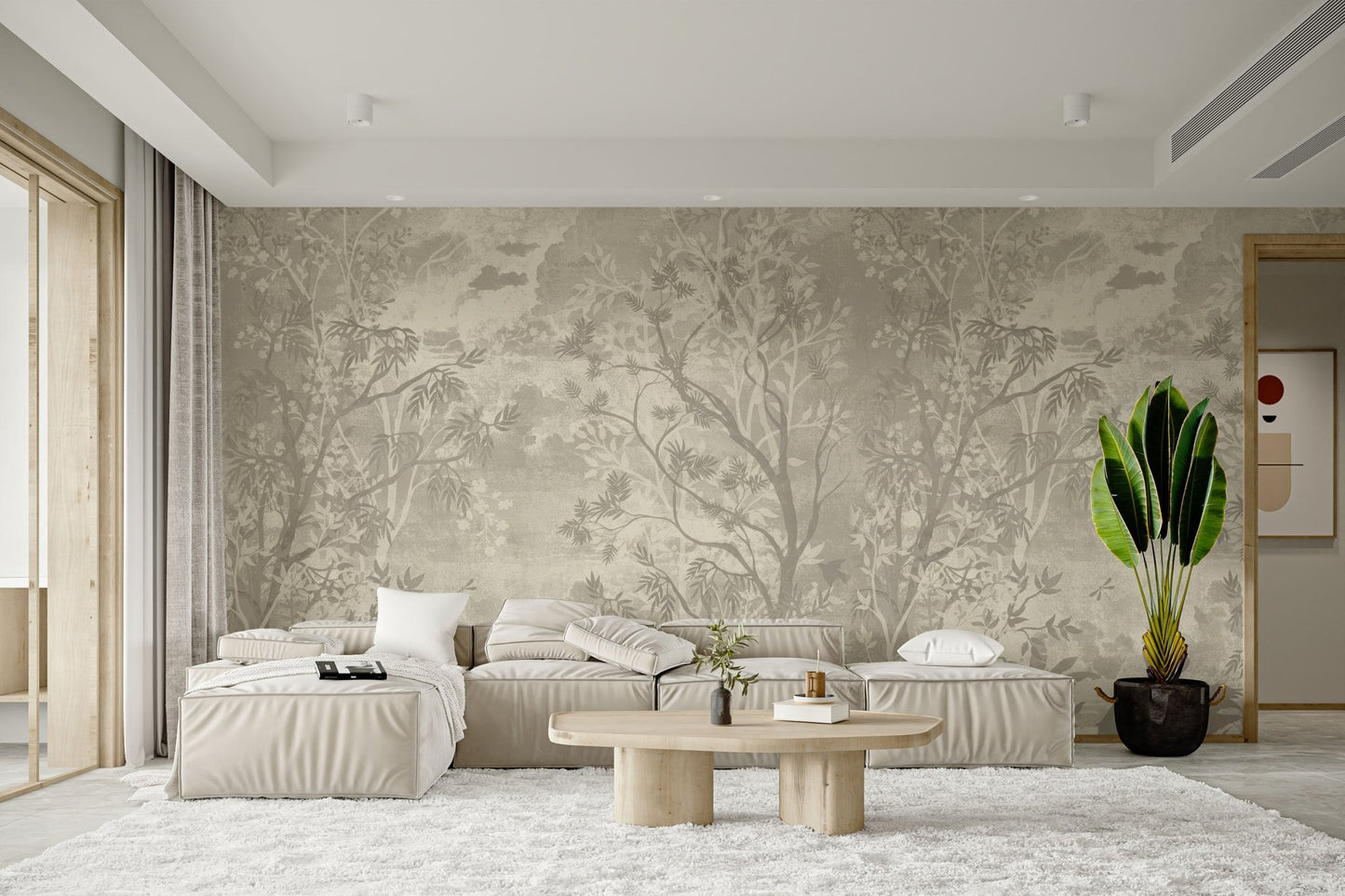 Mystical Gray Jungle Wall Mural - Wallanza