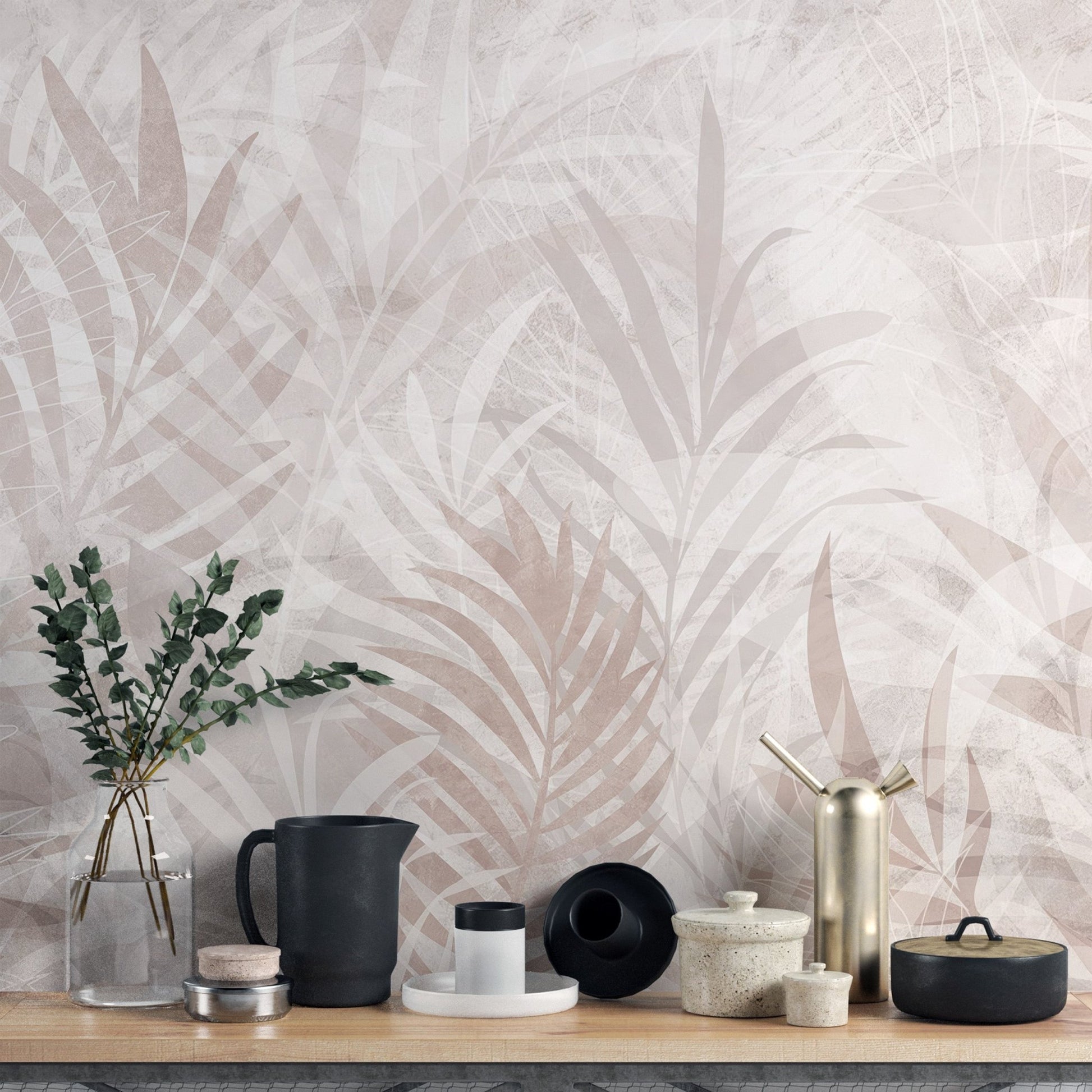 Natural Tones Leaf Wall Mural - Wallanza