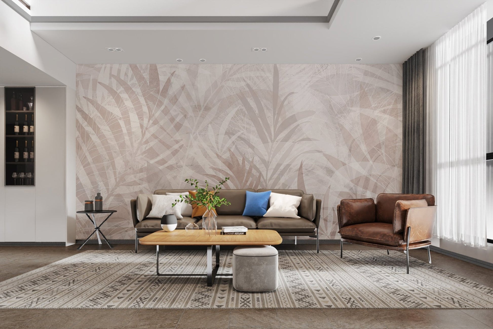 Natural Tones Leaf Wall Mural - Wallanza