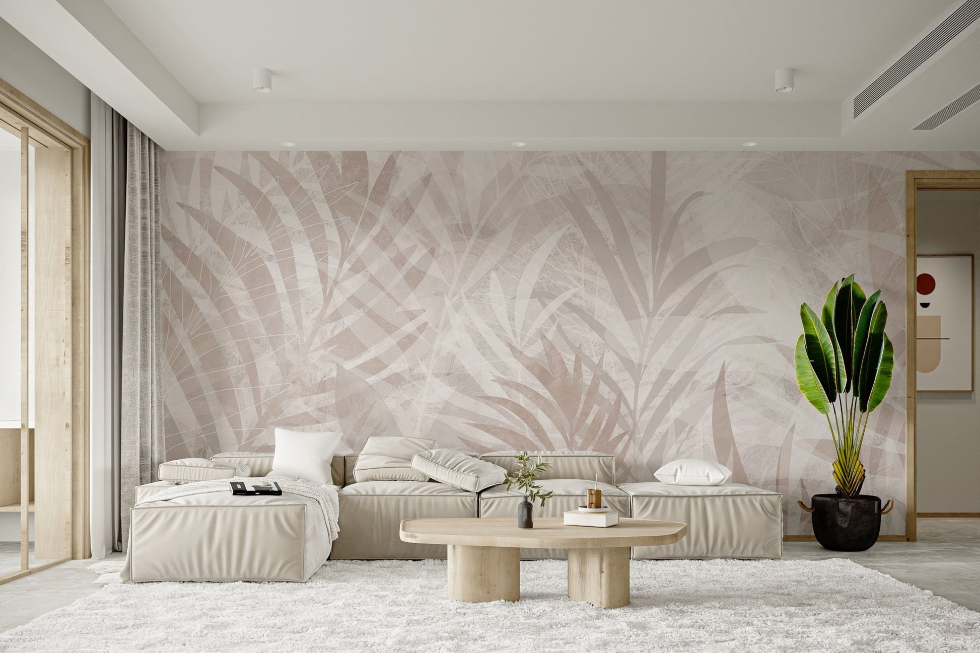 Natural Tones Leaf Wall Mural - Wallanza