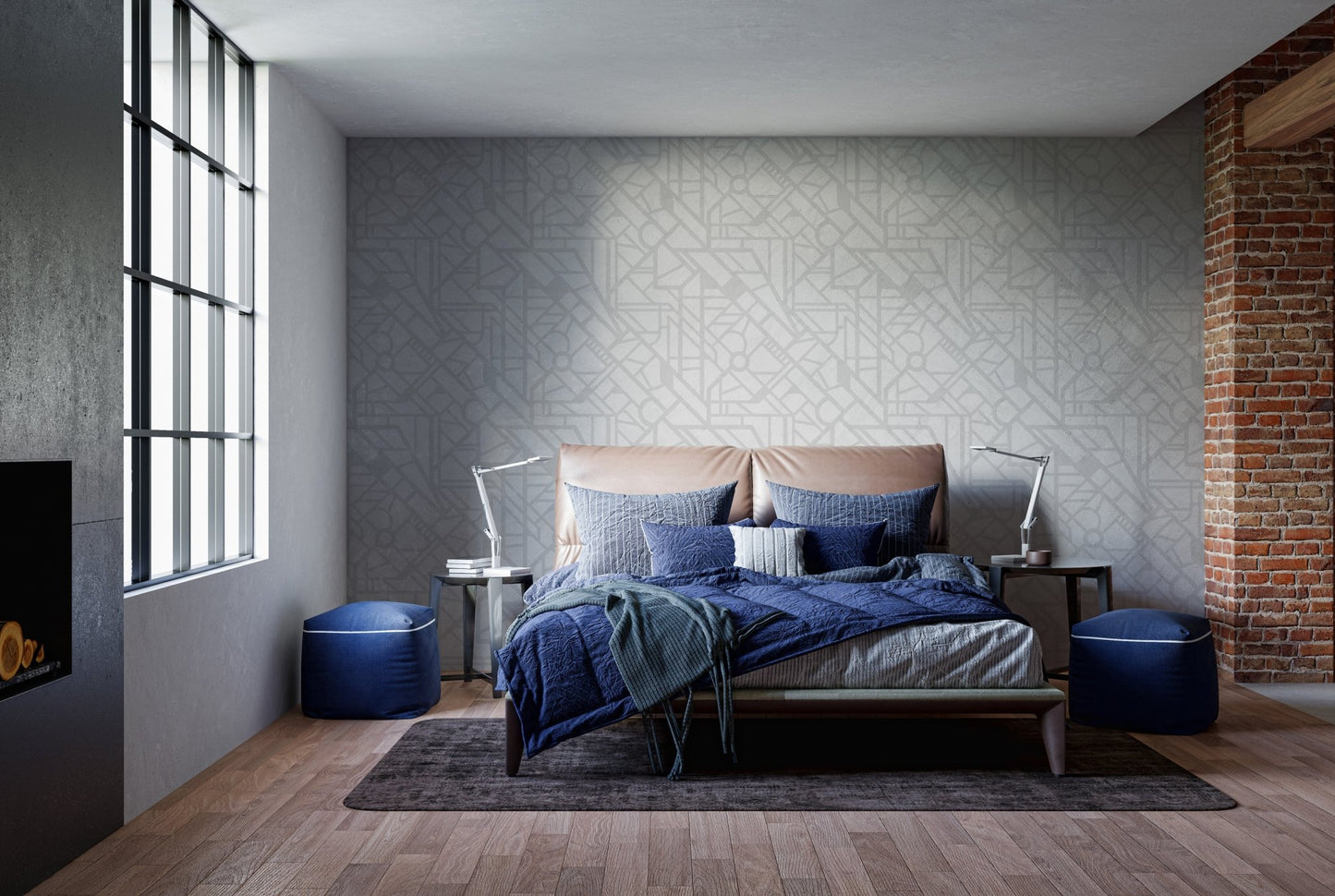 Navigating the cityscape wallpaper for urban-inspired bedroom wall decor.
