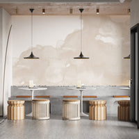 Neutral abstract watercolor wall mural with layered cream tones.