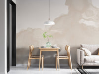 Subtle sand tone abstract wall mural with fluid paint effect.
