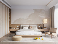 Modern neutral wash wall mural in soft cream color palette.