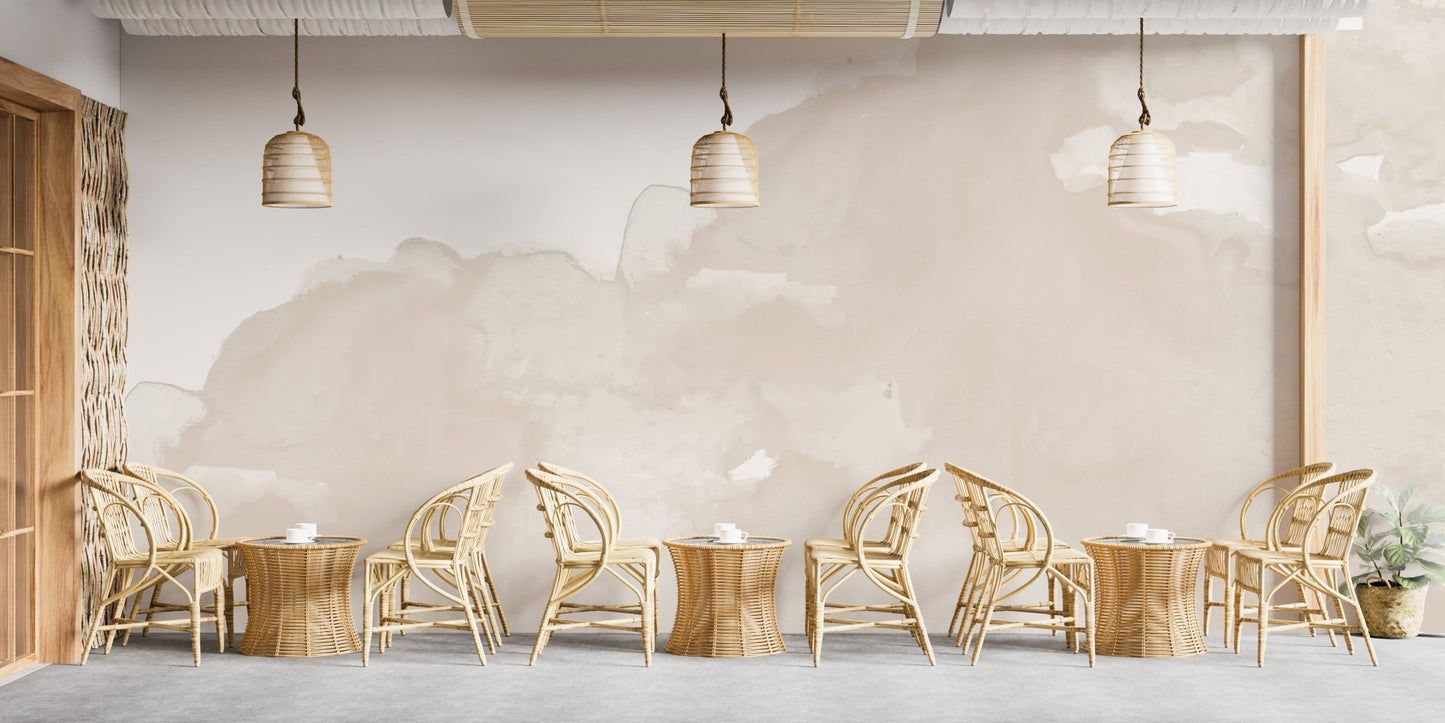 Minimal neutral watercolor wallpaper wall mural in warm taupe shades.