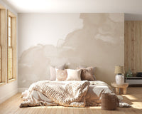 Neutral abstract watercolor wall mural in beige modern wallpaper design.
