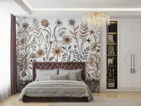 Neutral Flora Sketch Wall Mural - Wallanza