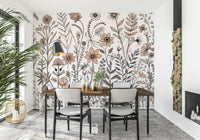 Neutral Flora Sketch Wall Mural - Wallanza