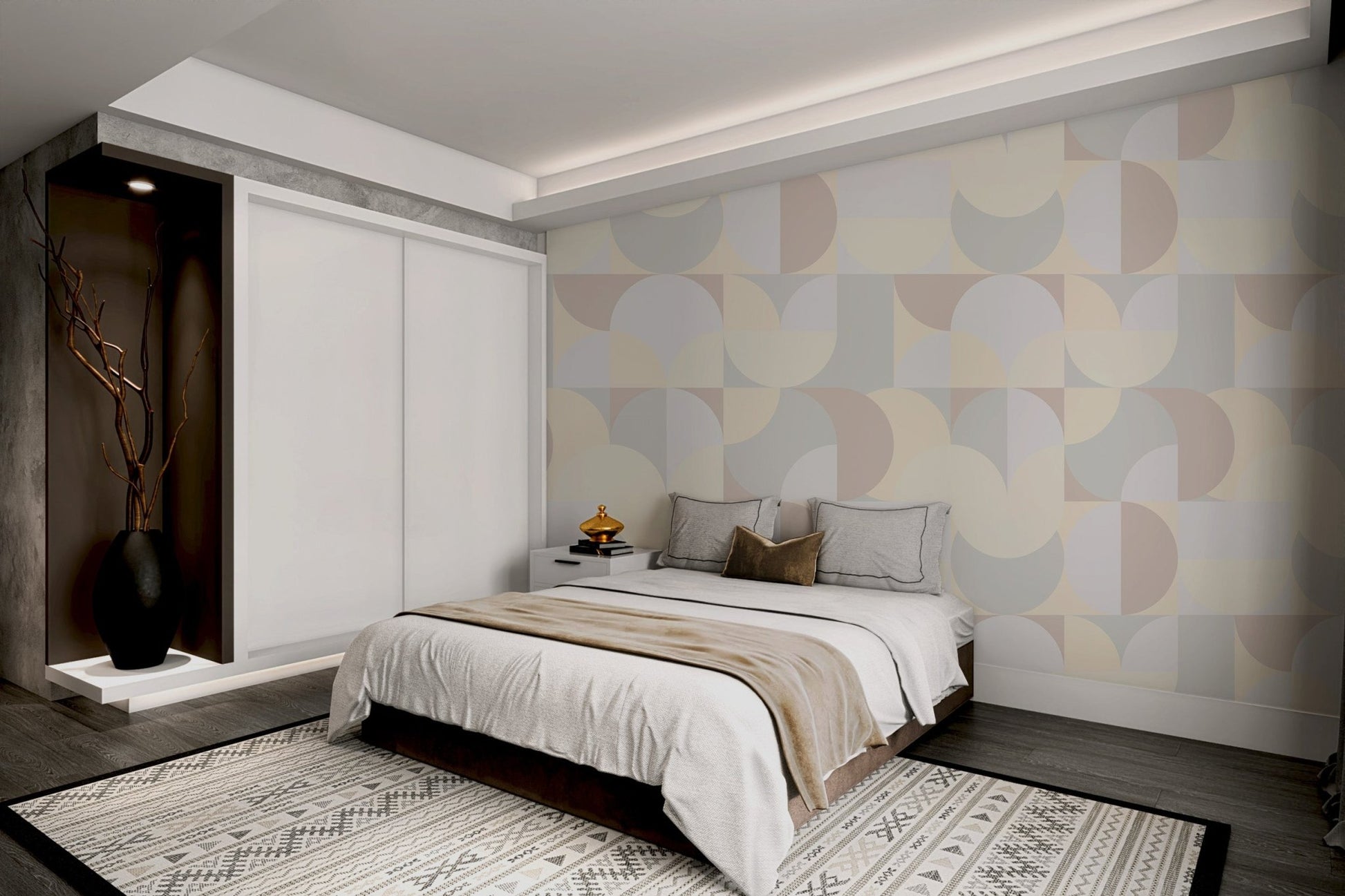 Neutral Geometric Abstract Wallpaper - Wallanza