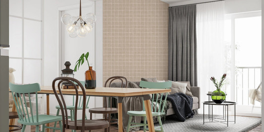 Hand-drawn neutral grid on a textured linen background.