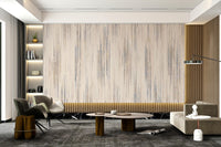 Neutral vertical line pattern wall mural in beige and grey.