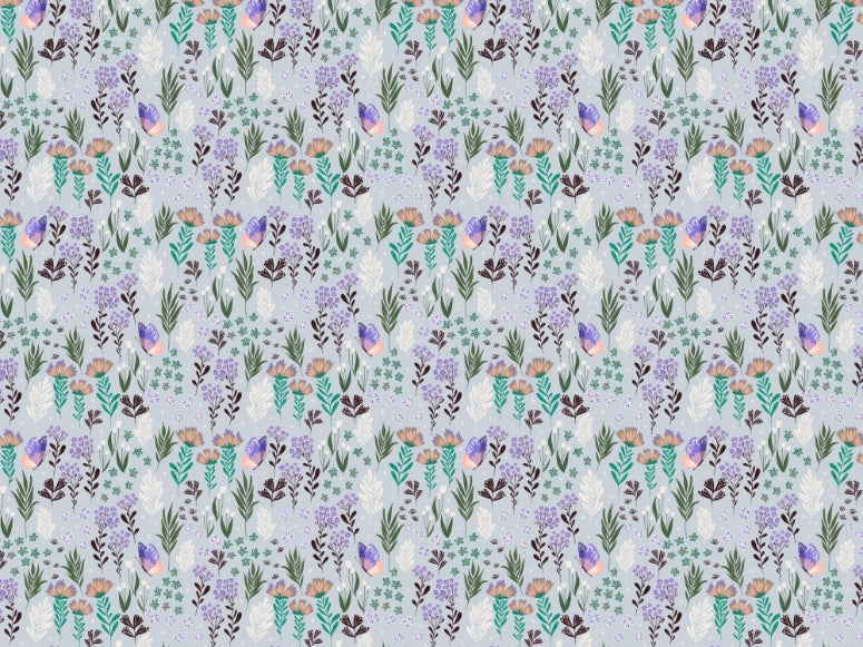 Butterfly Meadow Purple Wallpaper