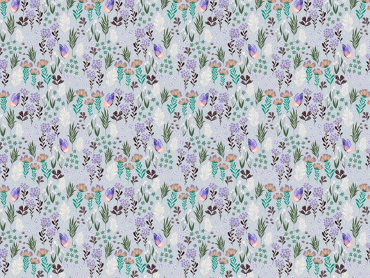 Butterfly Meadow Purple Wallpaper