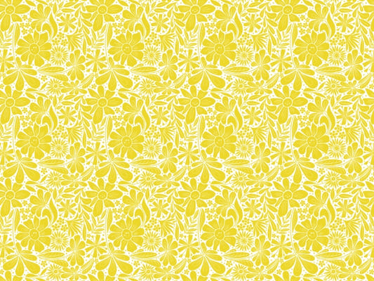 Happy Blooms Yellow Wallpaper