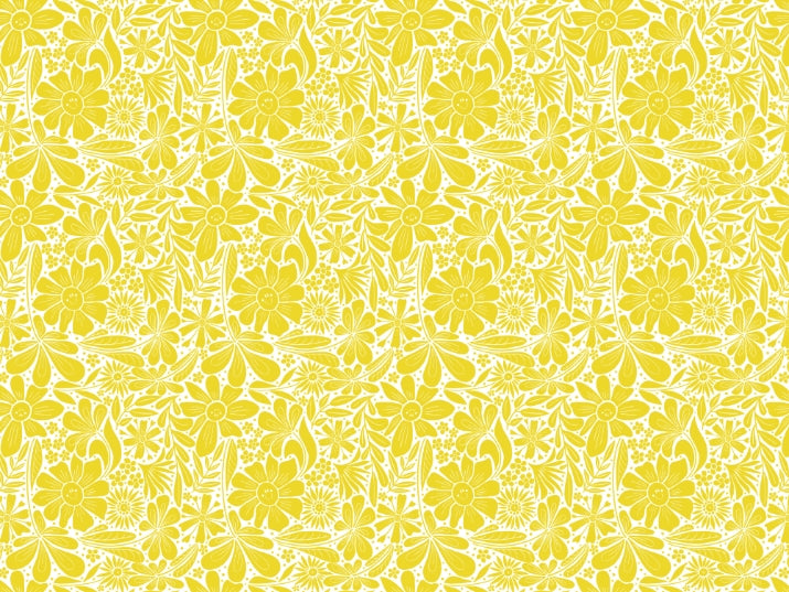 Happy Blooms Yellow Wallpaper