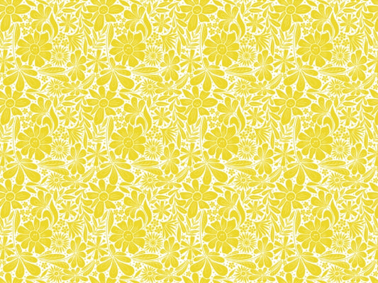 Happy Blooms Yellow Wallpaper