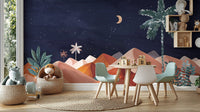 Scenic dunes wall mural with layered peaks and subtle star pattern.