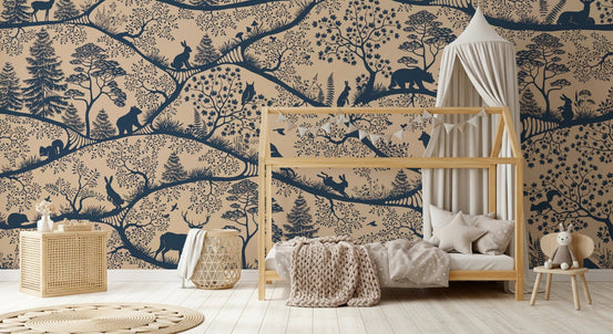 Nordic Nature mural in a bright toddler bedroom.