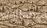 Nordic Nature Beige Brown Wall Mural featuring bears and birds in a warm beige tone.