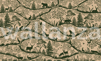 Beige Forest landscape wall mural with bears and foxes for a feature wall installation.