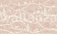 Full view of the Nordic Nature Pink White Wall Mural pattern.