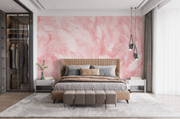 Nostalgic Pink Vintage Feathers Murals in a serene bedroom
