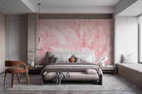 Soft pink wall mural creating a calm bedroom atmosphere