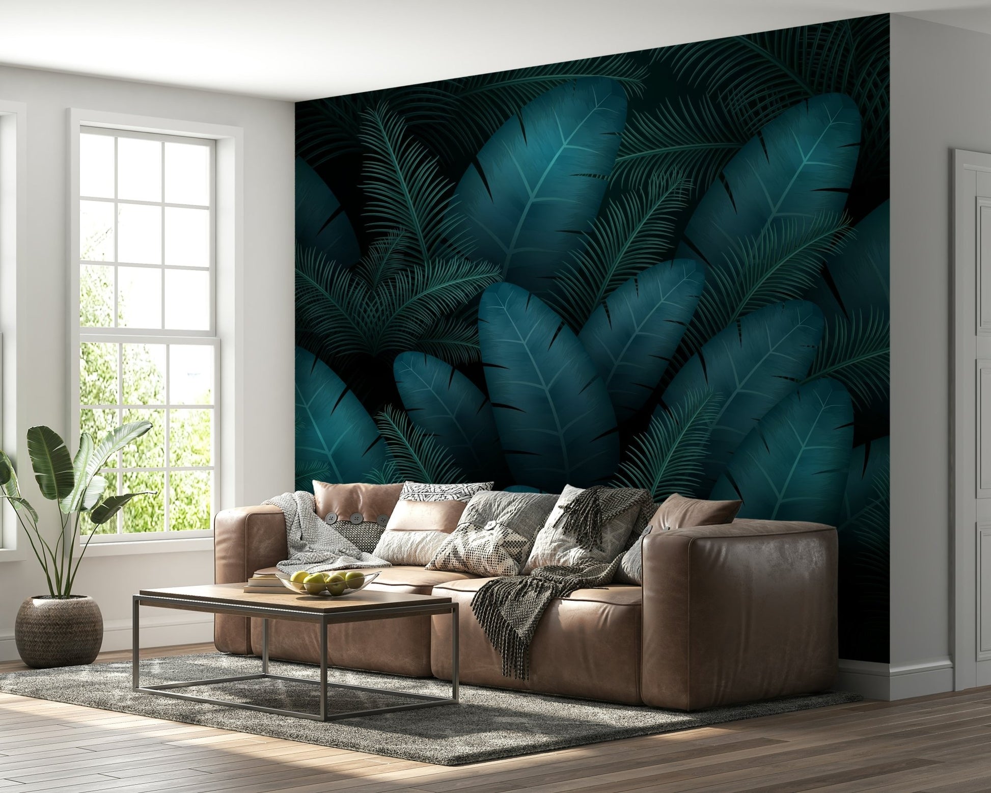 Oasis Leaves Wall Mural - Wallanza