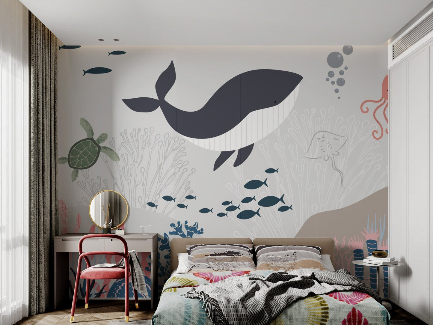 Charming underwater theme wallpaper for nurseries