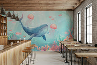Calming maritime wallpaper depicting a peaceful morning beach scene.