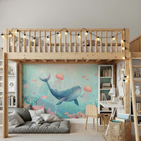 Sophisticated water landscape mural for a clean and airy interior look.