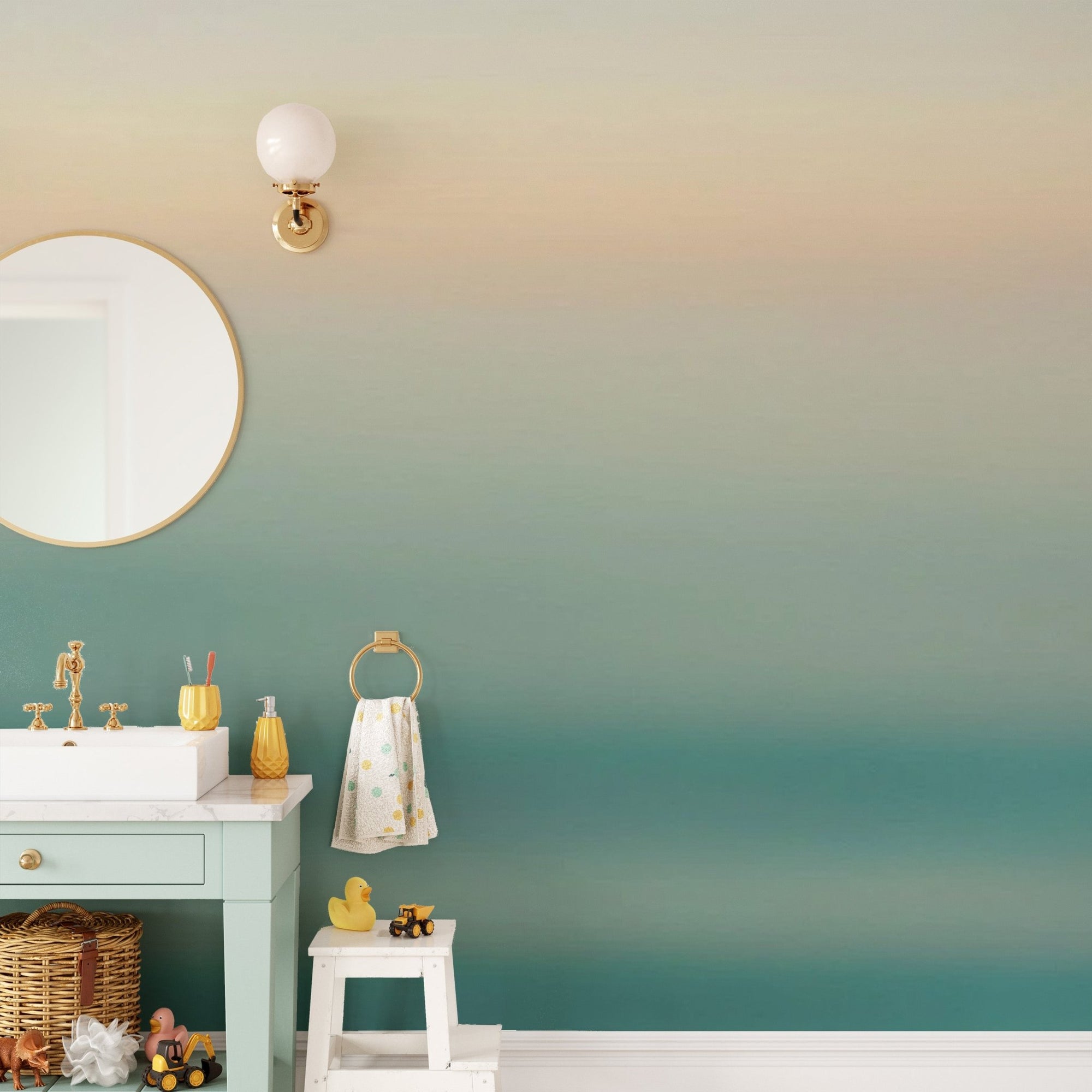 Ocean green ombre wallpaper with soft teal gradient.