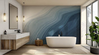 Artistic blue watercolor wallpaper mural with layered motion.