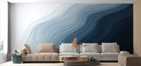 Ocean whispers wallpaper mural with flowing blue gradient layers.