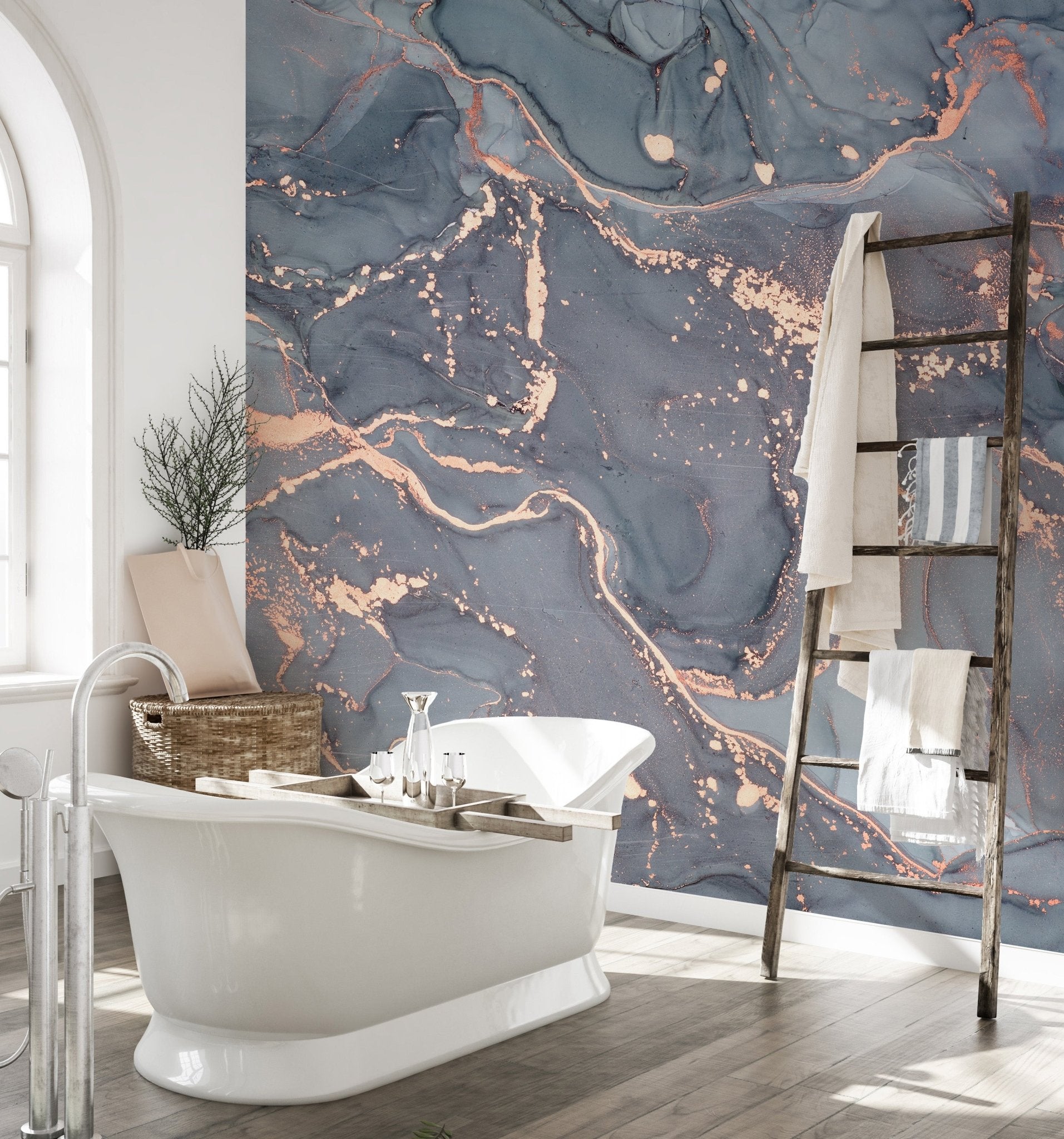 Oceanic flow wall mural for modern decor

