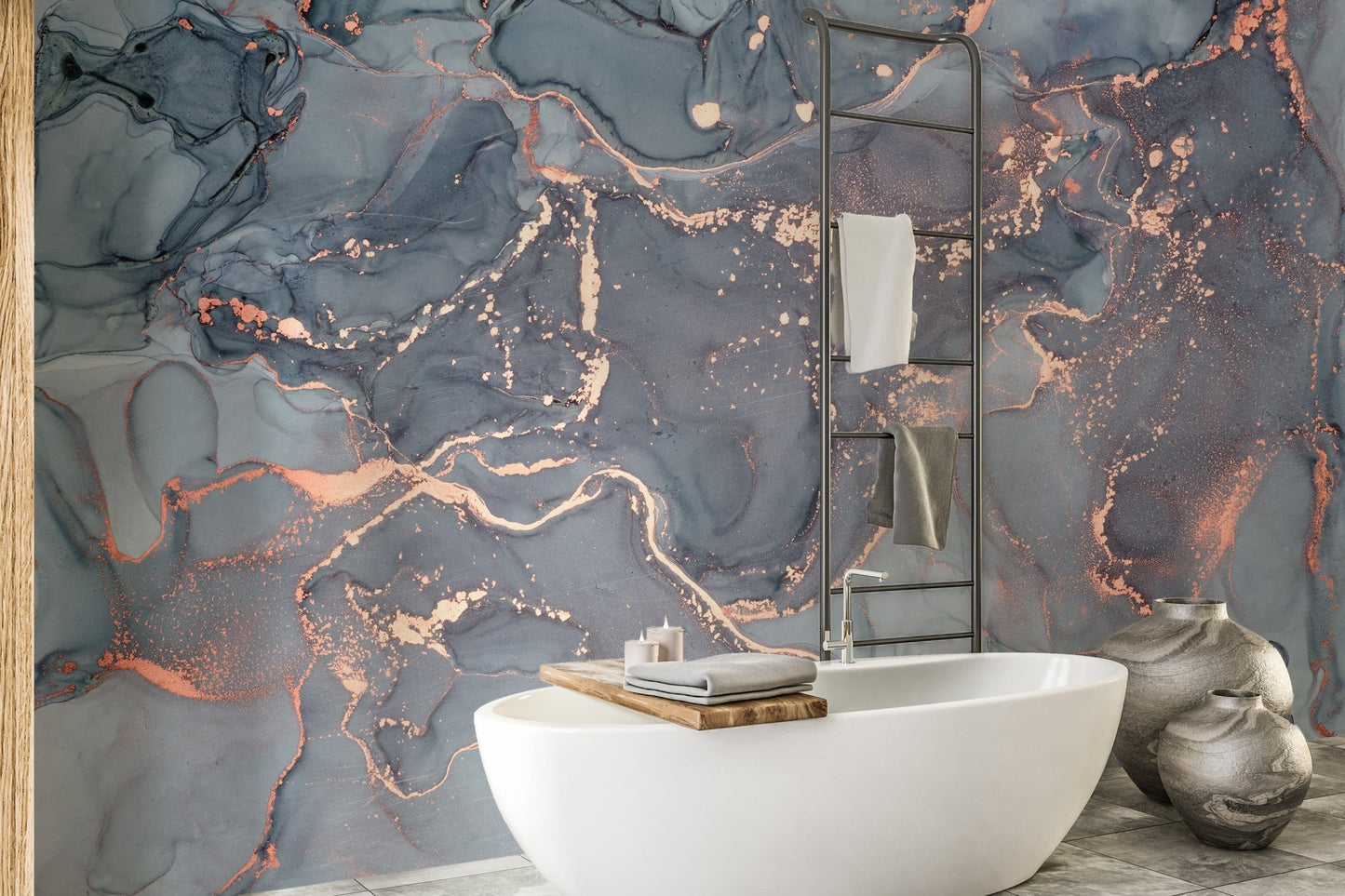 Artistic oceanic flow wallpaper for interiors
