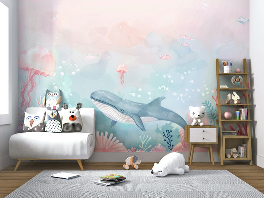 Oceanic Whispers Wall Mural with deep blue sea waves wallpaper